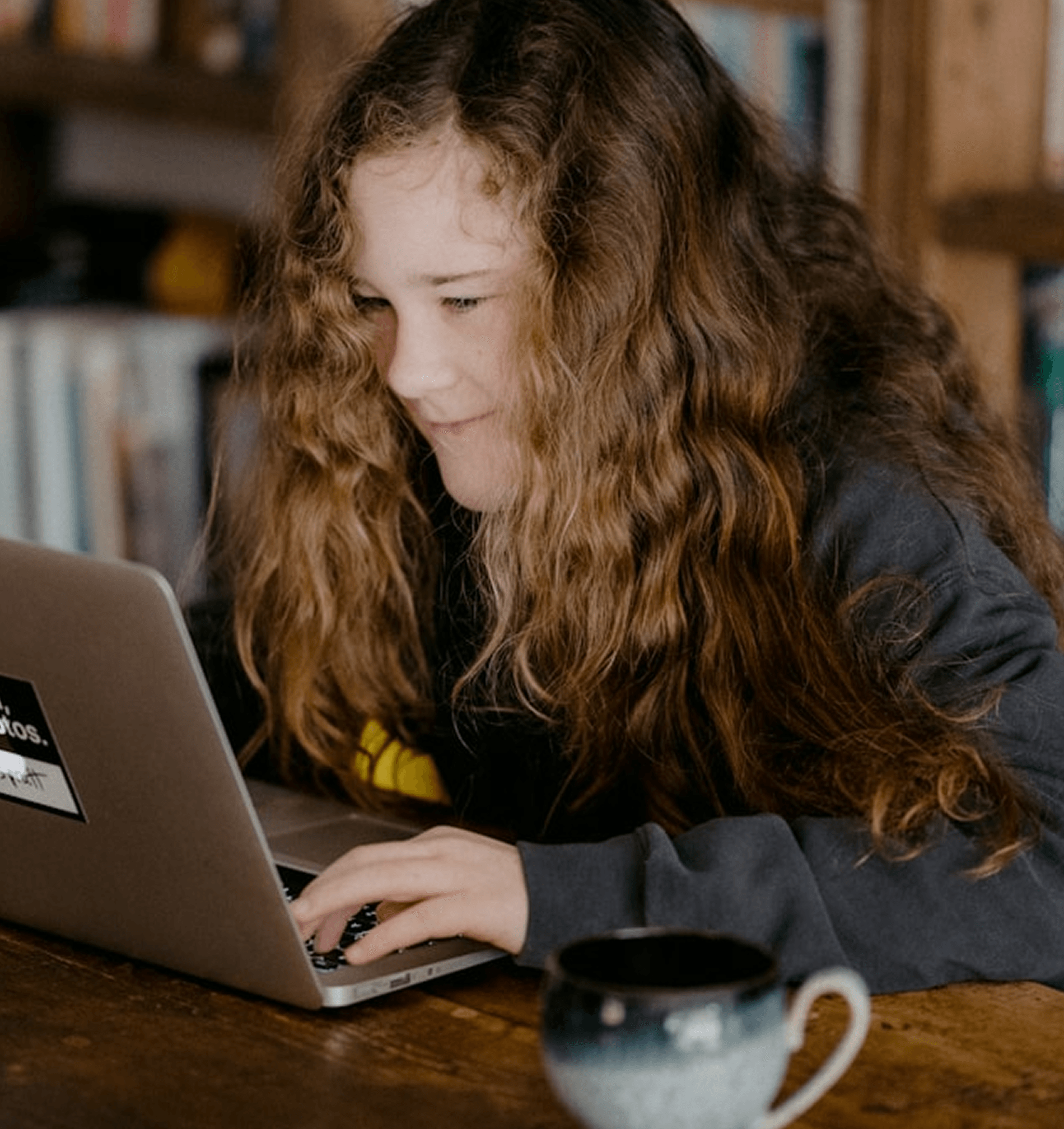 Student studying with laptop