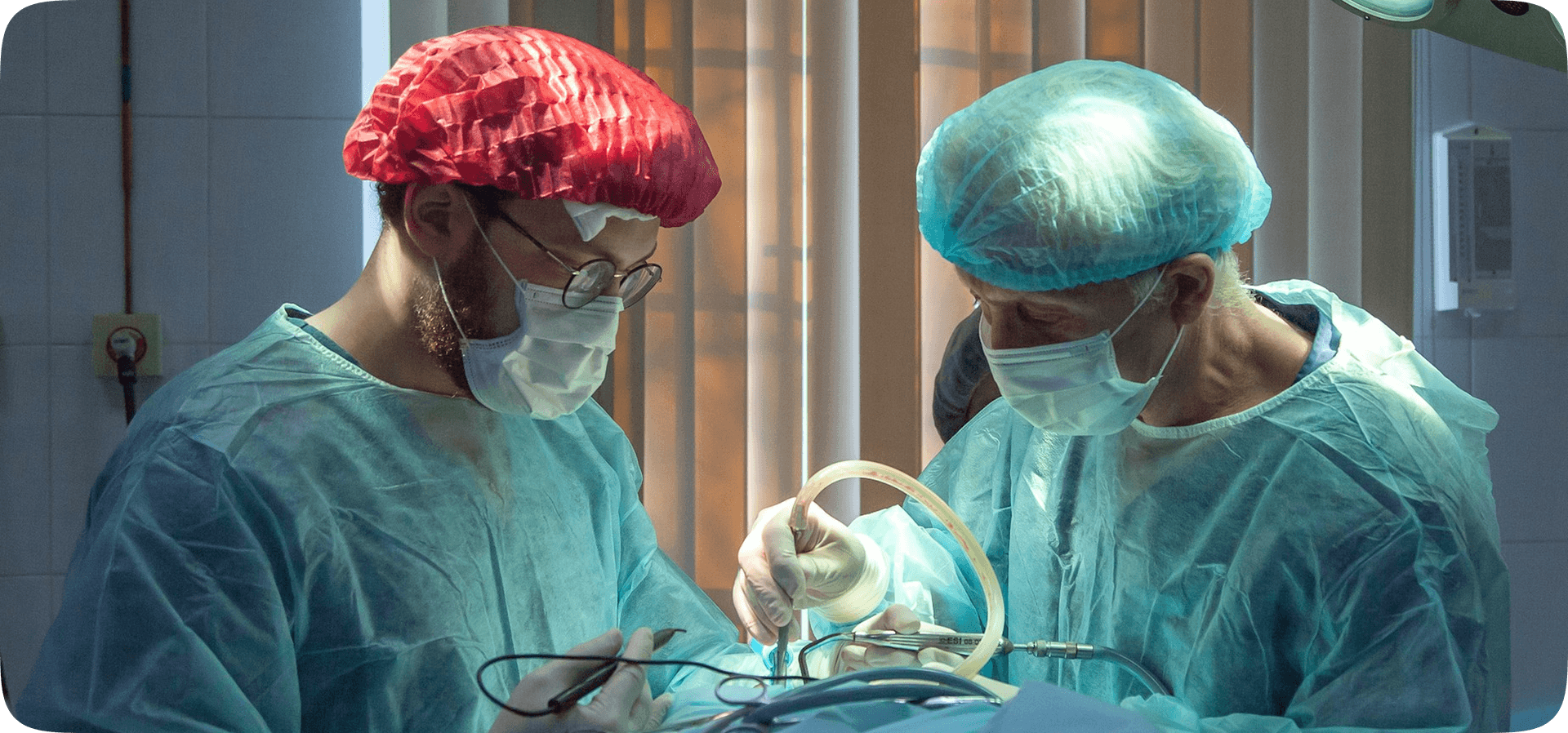 Medical professionals in surgical scrubs